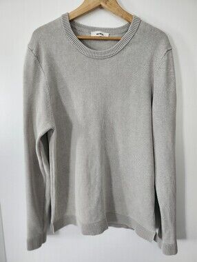 BUCK MASON Mens XXL Sunwashed Beige Cotton Knit Crewneck Sweater Minimalist